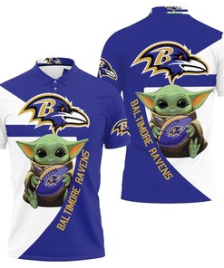 Get An Adorable Upgrade With Baltimore Ravens X Baby Yoda 3D Polo Shirt For Fans