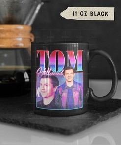 Get the 90s Vibe with this Tom Holland Homage Coffee Mug Featuring the Actor and Fan Merchandise