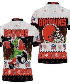 Give The Gift Of Laughs With Cleveland Browns Grinch In Toilet Christmas 3D Polo Shirt