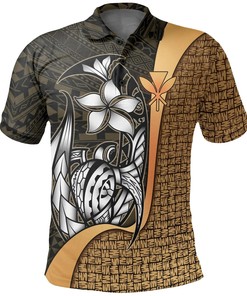 Gold Kanaka Maoli Polo Shirt Featuring Turtle With Hook 3D Printed Polo Shirt For Father'S Day