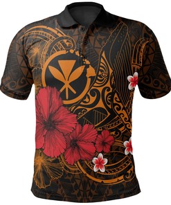 Golden Polynesian Hawaiian Kanaka Maoli Polo Shirt - Humpback Whale With Hibiscus - Get A Look That'S Classy And Chic