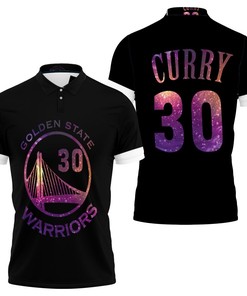 Golden State Warriors Stephen Curry Iridescent Black Polo Shirt For Fans