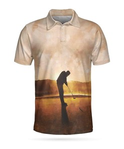 Golf Polo Shirt - Experience The Beauty Of Golf At Sunset With This Sporty Shirt