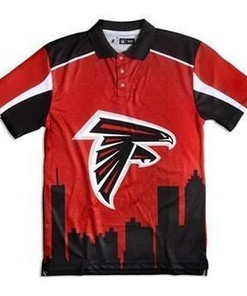 Great For Fans: Atlanta Falcons Thematic Polyester All Over Print Polo Shirt