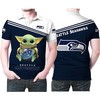 Great For Seahawks Fans: Baby Yoda Hugs Seattle Seahawks Ball Logo 3D Printed Polo Shirt With Personalized Print