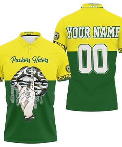 Green Bay Packers Hatter Shut The F Up Shhh Glitter Pattern Lips 3D Polo Shirt - A Fan Favorite
