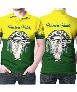 Green Bay Packers Hatter Shut The F Up Shhh Glitter Pattern Lips Fan Polo Shirt - A Unique Fan Gift