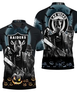 Halloween Horror Las Vegas Raiders T-Shirt Hoodie 3D All-Over Print Polo T-Shirt - Perfect Gift For Fans