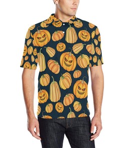 Halloween Pumpkin Pattern Print Design Polo Shirt For Fans - All Over Print Polo T-Shirt