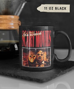 Halloween Villain Scary Movie Tea Mug | Freddy Jason Leather Myers Retro Coffee Mug | Movie Scary Horror