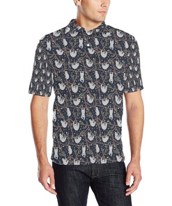 Happy Sloth Design Themed Print Polo Shirt - Gift For Animal Lovers
