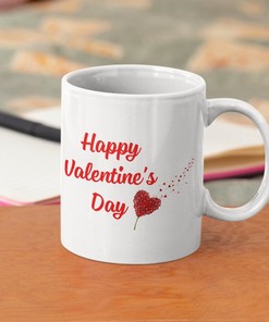 Happy Valentine's Day Coffee Mug Set, Beautiful Heart Pedals Valentine's Day Mug, Lovely Gifts for Wife or Girlfriend