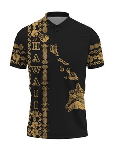 Hawaii Map Turtle Hibiscus Pattern Athletic Polo Shirt For Men