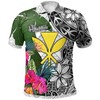 Hawaii Men'S Turtle Plumeria Banana Leaf White Polo Shirt