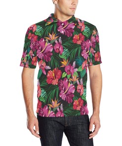 Hawaiian Flower Men'S Polo Shirt - Great For Flower Lovers