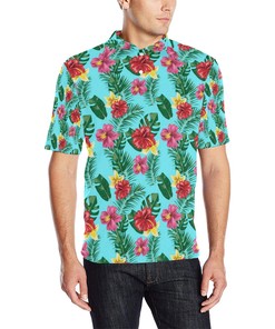 Hawaiian Flower Men'S Polo Shirt - Ideal For Beach Goers