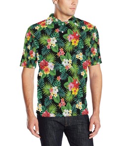 Hawaiian Flower Tropical Men Polo Shirt - Recommended For Fans