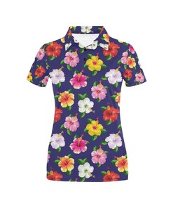 Hawaiian Flower Women'S Polo Shirt - Perfect For Flower Enthusiasts