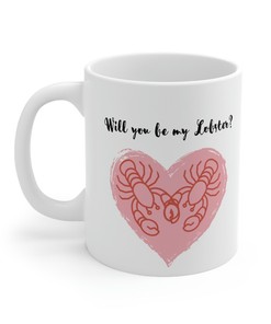 Heart Encased Lobsters Ceramic Mug, Best Valentines Day Gift For Girlfriend Fiance Boyfriend