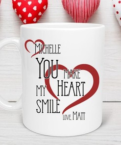 Heart Smile Valentine's Day Mug, Best Gift for Boyfriend with Love Quotes