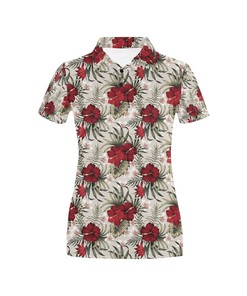 Hibiscus Print Women'S Polo Shirt - Ideal For Hibiscus Lovers