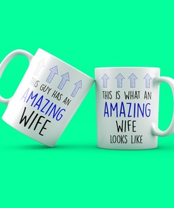 Hilarious Personalised Couples Mug Set, Funny Valentines Day Gift for Husband