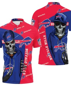 Hip Hop Skull Buffalo Bills 3D All-Over Print Polo Collar Shirt