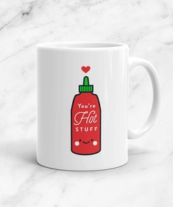 Hot Stuff Mug Set with Vegan and Kawaii Design - Funny Valentine's Day or Anniversary Gift