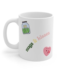 Hugs And Kisses Valentines Mug, Perfect Best Friend Gift, 420 Gift, Weed Gift, Weed Mug