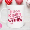 Hugs Kisses Valentine Wishes Mug Set - Cute Valentines Day Coffee Cup for Her with Love Quote