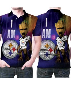 I Am Groot Pittsburgh Steelers Logo 3D Printed Fan Gift Polo Shirt - Amazing For Fans