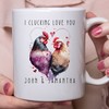 I Clucking Love You Couple Custom Name Mug Set, Cute Valentine's Gift