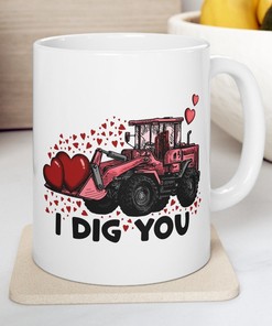 I Dig You Funny Valentine Mug Set - Men Valentine Gift - Valentines Day Humorous Mug