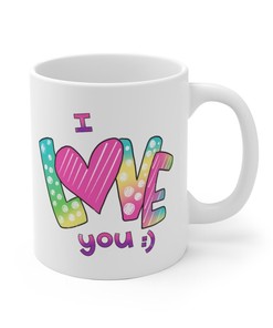 I Love You Red And Black Ceramic Mug, Perfect Valentines Day Gift For Your Love, Valentines Day Coffee Mug