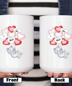 I Meow You Cat Mug Set - Couples Gift Set - Unisex Cat Lovers Gift - Large Mug Set For Valentines Day