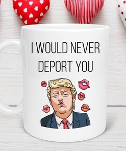I Would Never Deport You Funny Valentine's Day Mug Set - Rude and Political Valentines Day Gift for Boyfriend
