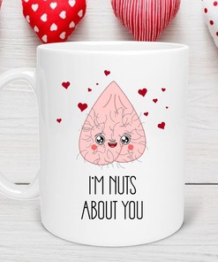 I'm Nuts About You Valentines Day Mug - Adult Love Coffee Mug with Heartfelt Message
