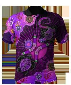 Indigenous Australian Naidoc Week 2021 Purple Turtle Lizard Sun Polo Gift For National Pride