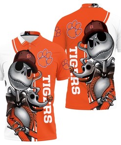 Jack Skellington And Zero All Over Print Polo T-Shirt For Clemson Tigers - Ideal Gift For Nightmare Before Christmas