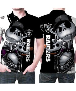 Jack Skellington Las Vegas Raiders Snapback Logo 3D Printed Polo Shirt- A Must-Have For Fans Of Tim Burton