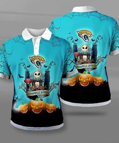 Jacksonville Jaguars Halloween 3D All Over Print Polo Shirt - Spook It Up With Fans Of The Jags
