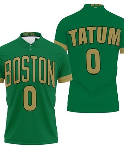 Jayson Tatum Boston Celtics 2020 Finished City Edition Kelly Green Jersey Polo Shirt- Perfect Gift For Fans