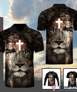 Jesus And Lion Design Unisex Polo Shirt - Great Gift For Christian Fans