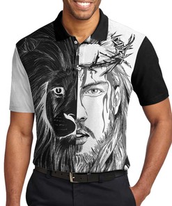 Jesus Christ Lion Contrast Polo Shirt For Standing Out With Style