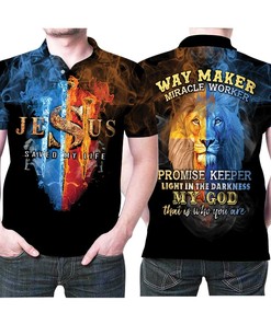 Jesus Save My Life Way Maker Miracle Worker Promise Polo Shirt - Statement Piece For Faithful Fans