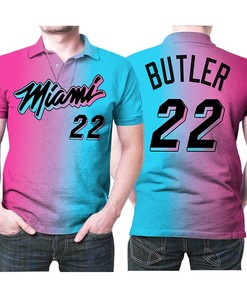 Jimmy Butler 22 Nba 2020 City Split Pink Blue Jersey Polo Shirt - A Gift You Can'T Pass Up