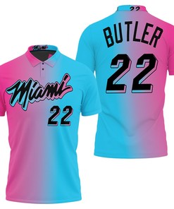 Jimmy Butler 22 Nba 2020 City Split Pink Blue Jersey Polo Shirt - Show Your Support In Style