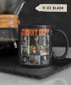 Johnny Depp Homage Coffee Mug with Justice, Fan, and Vintage 90s Gift Ideas