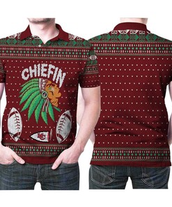 Kc Chiefs Chiefin Ugly Christmas Polo Shirt In 3D