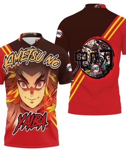 Kimetsu No Yaiba Rengoku Kyojuro Personalized 3D Polo Shirt - Gift For Fans